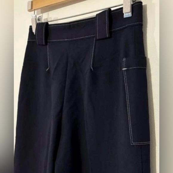 Designer Tory Burch 95% Wool Navy Blue Cropped Women’s Pants Size 0 sku#80 - Picture 5 of 9